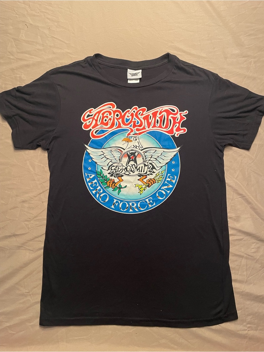 Aerosmith “Aero Force One” Black Graphic Tee Womens Large Rock Band